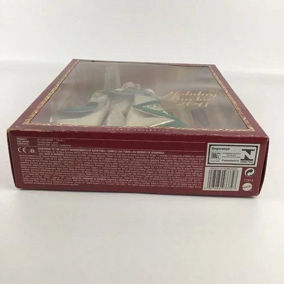 Barbie 2011 Holiday Barbie Fashion Doll Green Gold Gown Collectible Toy Mattel - Picture 6 of 6